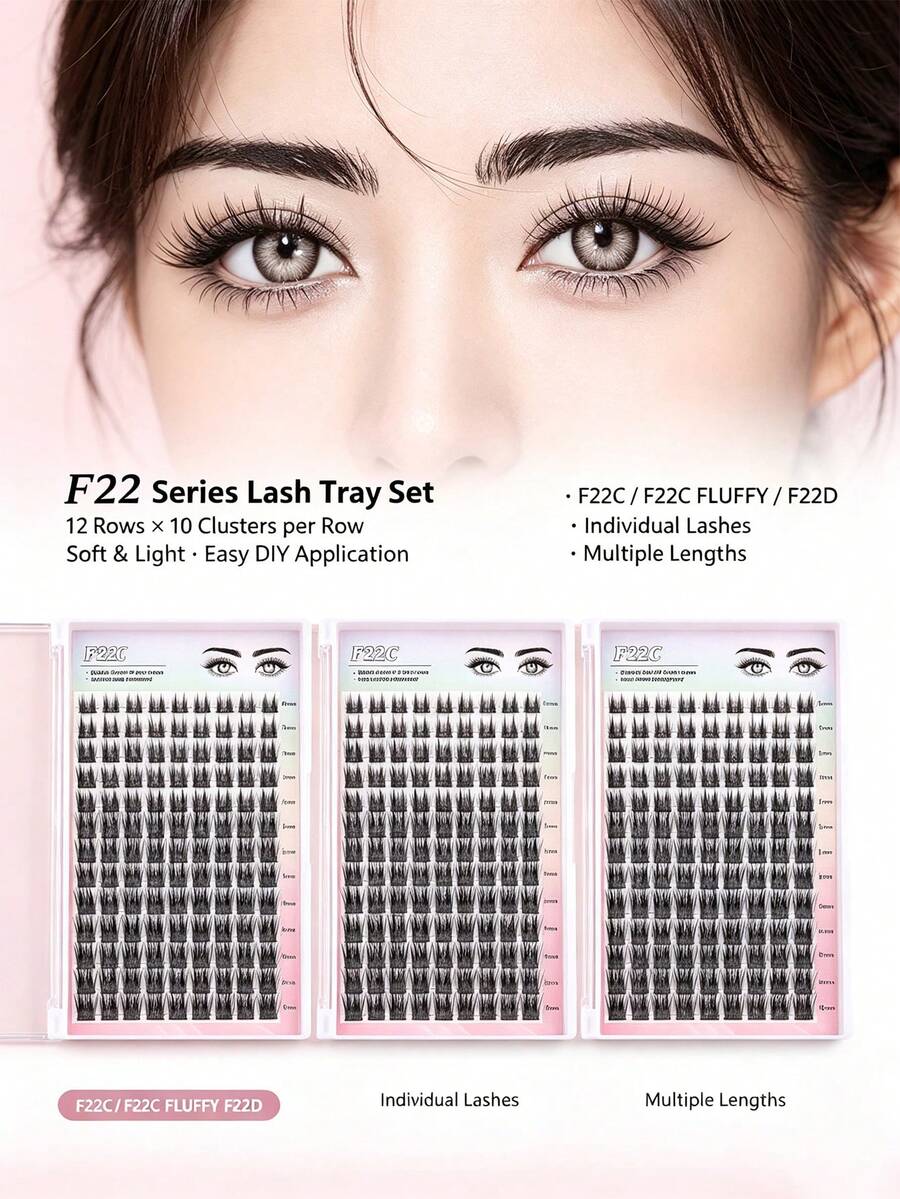 Ekstensi Bulu Mata Cluster Mkhlina, Kit Bulu Mata DIY di Rumah, Bulu Mata Individual, Ringan, Mudah Dipakai, Dapat Digunakan Kembali untuk Wanita (F22)