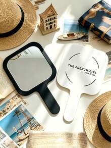 Custom Handheld Mirror With Handle, Personalized Handheld Mirror With Customizable Logo/Name/Text Printing, Portable Makeup Mirror, Women's Square Handheld Vanity Mirror, Suitable For Beauty, Salon, Skincare, Spa, Travel, Home And Personal Use - Multicolor - View 5