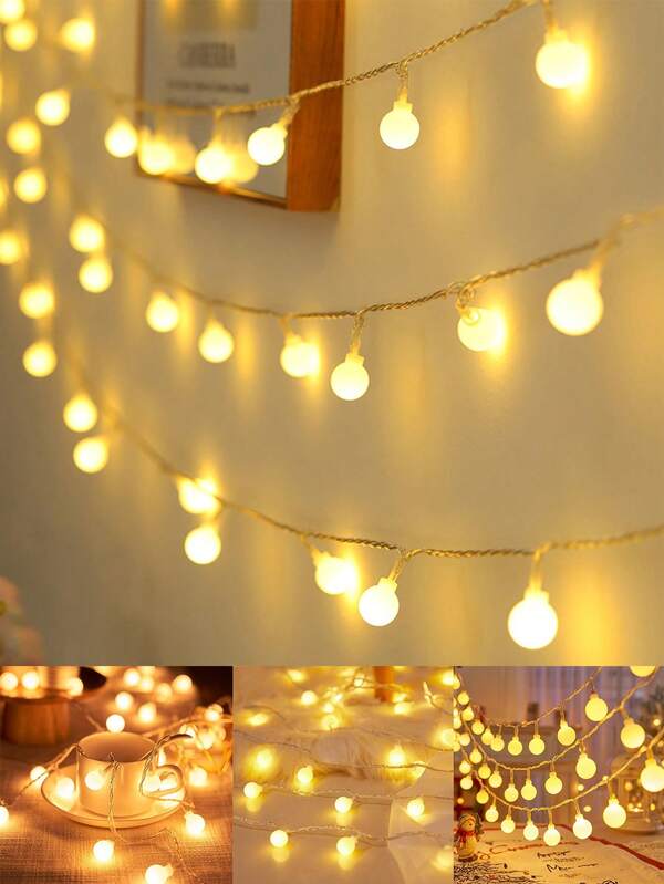 1pc Home Decor Frosted Ball LED String Lights, Indoor Room Wall Decoration Lights, Suitable For Birthday Party Wall Decor, Wedding Proposal Decoration, Outdoor Garden Tree Decoration Lights, Battery Powered
