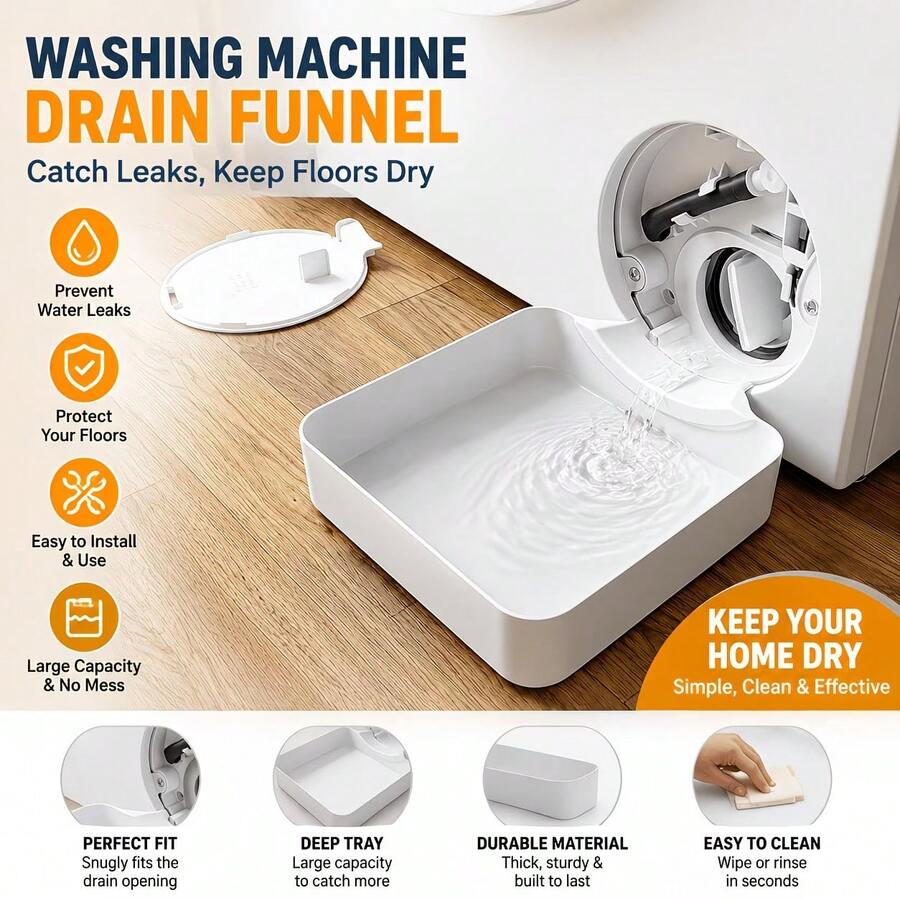 1 Set Washing Machine Drain Pan Laundry Room Floor Protection Mat Anti-Overflow Tray Durable Home Storage Accessory Suitable For Laundry Area Cleaning Supplies