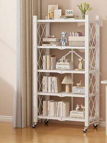 Super life 4/5-Tier Unassembled Metal Storage Rack With Wheels - Foldable And Portable Multi-Tiered Shelving Unit Suitable For Home, Office, And Garage Storage - Space-Saving Multi-Functional Storage Solution, Storage Rack, Organization. - Multicolor - View 9