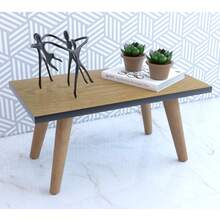 Mesa de Centro  Retangular Pequena em Madeira Moderna Mesinha Lateral para Decoração Sala de Estar - freijó - Visão 4