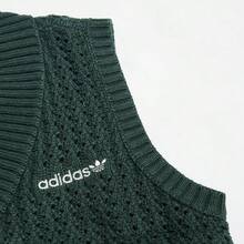 Adidas Women's Vintage Knit Slim Fit V-Neck Vest Tank Top JD5801 - Mineral Green - View 3