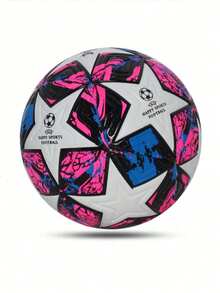 1 Size 5 Standard Indoor/Outdoor Universal Match Training Ball Gift Inflatable PU Leather Pink Soccer Ball (Deflated) - Pink - View 2