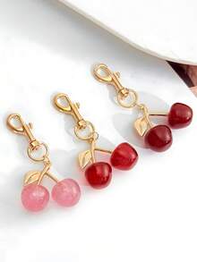 1 buah Gantungan Kunci Cherry untuk Tas Wanita, Liontin Gantungan Kunci Wanita Kelas Atas - MultiWarna - View 2