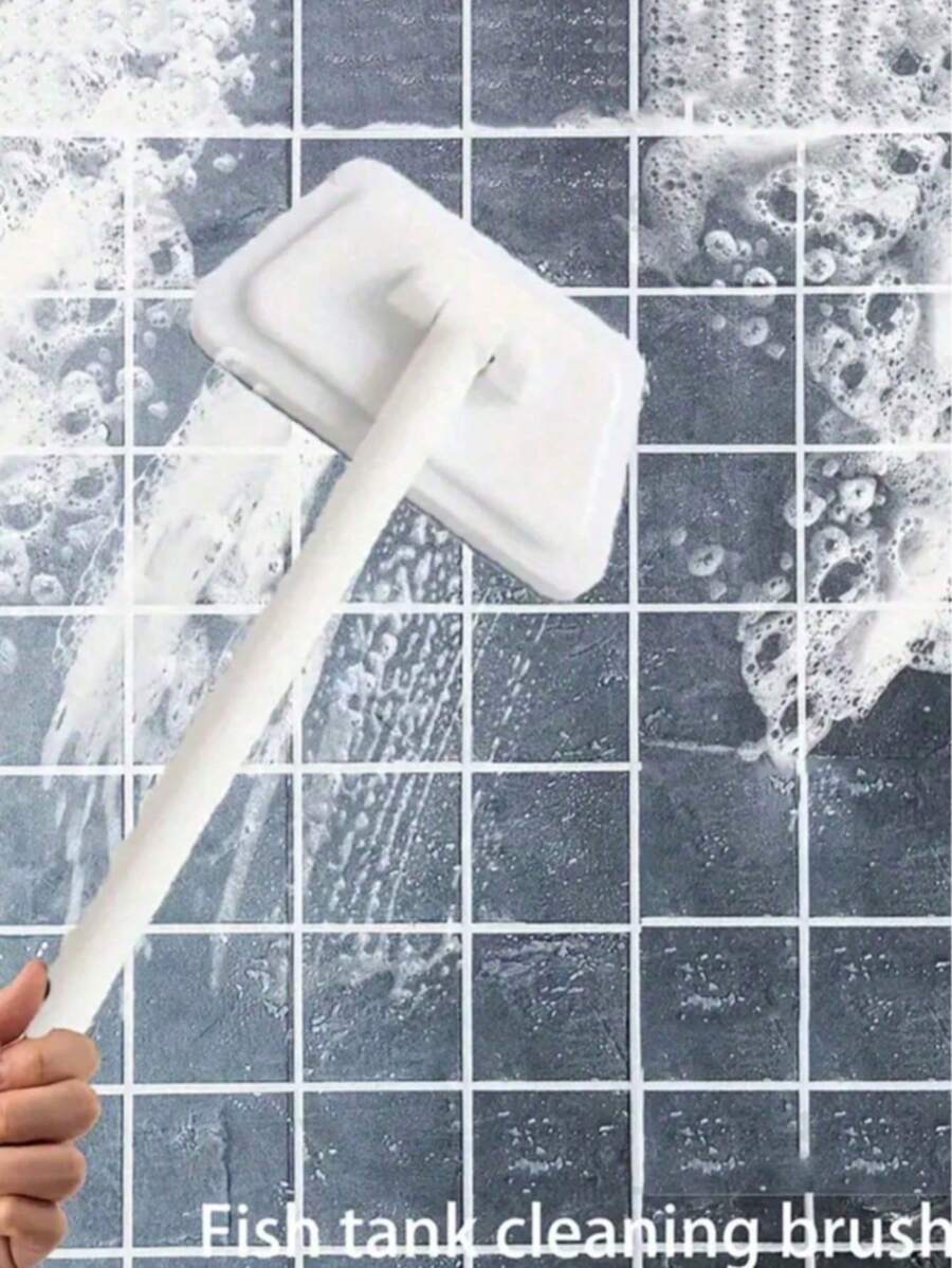 Extended Long Handle Tub & Tile Scrub Brush Built With Sponge Pad, Durable Household Bathroom Cleaning Accessory, Ideal For Shower Rooms, Bathtubs, Ceramic Tile Walls And Floors
