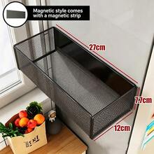 1pc Magnetic Refrigerator Side Storage Basket, Multi-Functional Seasoning & Kitchen Utensil Rack, Storage Organizer Accessory, Storage & Organization Tool - Multicolor - View 7