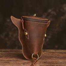 1Pc Retro Cowhide Mini Waist Belt Bag, 3D Cow Head Shape With Metal Ring, Large Capacity Wear Resistant For Western Style Outdoor Riding - Multicolor - View 6
