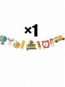 Back To School Party Garland, Stationery/School Bus/Globe/Palette/Pencil/Ruler/Alarm Clock Pattern, Back To School Decoration, Suitable For Back To School Party Decoration, Back To School Gift, Classroom Decoration - One Size Fits All - View 11