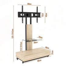 Meuble TV avec tiroirs, idéal pour le salon, la chambre et le bureau. Ce meuble TV mobile et réglable en hauteur convient aux téléviseurs de 32 à 75 pouces. Finition naturelle - L 80/P 40 cm - Bois naturel - Voir 5