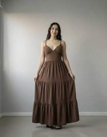 Women Long Dresses - Óxido marrón - Ver 4