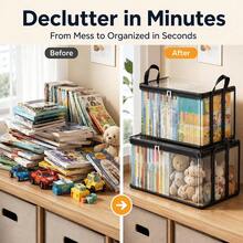2pcs Large Clear Plastic Storage Box With Lid, Stackable Organizer Bin For Home & Office, Heavy Duty Container For Clothes, Books, Snacks - 2PCS - View 3
