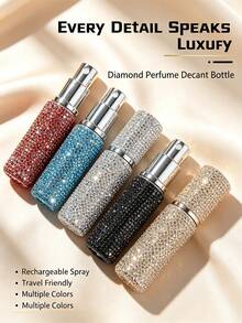 1pc Premium Rhinestone Perfume Travel Refillable Spray Bottle, 5ml Mini Spray Bottle, Vacuum Pressed Design, Moisturizing Cosmetic Sample - View 8