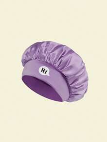 1Pc Hi Letter Satin Summer Sleeping Cap, Head Scarf, Lightweight Hair Care Cap, Print Satin Sleep Wide Elastic Band Silky Hair - Multicolor - View 9