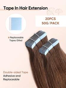 jessie's wig Jessie's 貼片式接髮片 真人髮 20片/包 50g 絲滑直髮 漂染金髮 自然外觀 高品質 貼片式接髮 深棕色 4# - S4 - 查看 4