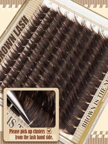 108 Clusters LU Curl Brown Fluffy Dense Makeup-Look Eyelash Clusters, 10-16mm LUD Curl Manga Wispy False Eyelash Extensions - C - View 8
