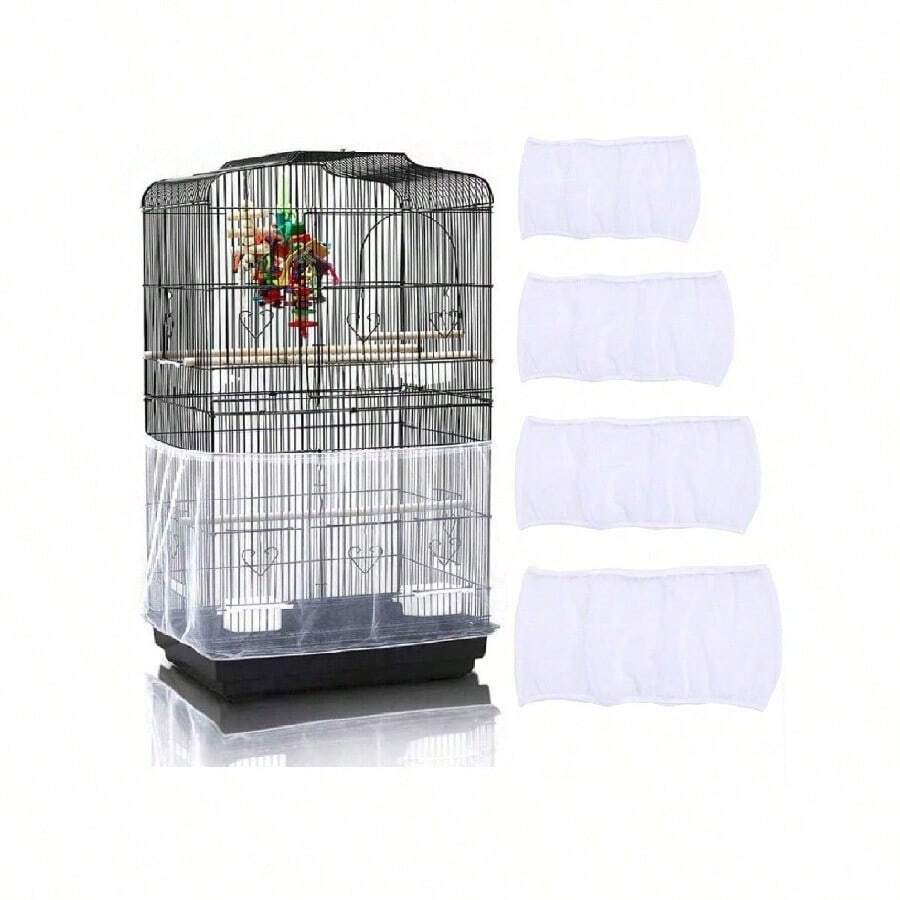 1pc Elastic Tight-Fitting Encrypted Mesh Bird Cage Cover, Random Color, Anti-Splash Dust Cover, All-Season Use, Suitable For All Kinds Of Birds