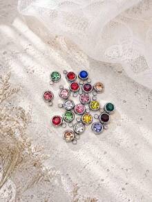 6/12/20/30 Gold/Silver Stainless Steel Charm Artificial Crystal Beads Pendant, Multiple Colors Random Mixed Birthstone Crystal Amulet Bracelet Jewelry Making DIY Handmade Necklace, Bracelet, Earring Accessories, Suitable For Valentine's Day And Birthday Gifts. - Multicolor - View 5