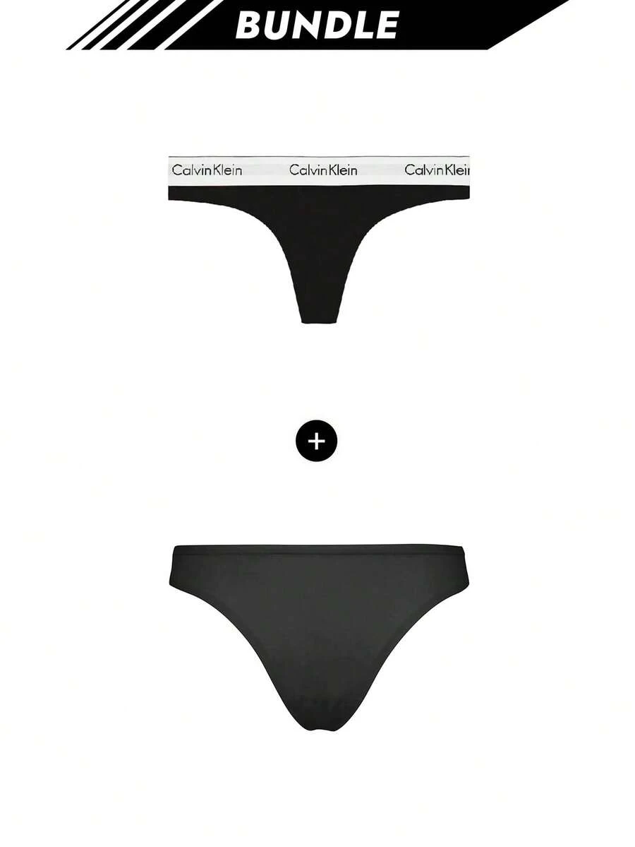 Calvin Klein [حزمة] سروال داخلي نسائي من Brave Soul + سروال داخلي عصري - أسود + أسود - مشاهدة 1