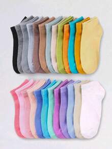 1/3/6/8/10/15/20/30 Pairs Random Multicolor Women's Short Socks, Suitable For All Seasons, Casual Fashion, Versatile And Practical - Multicolor - View 1