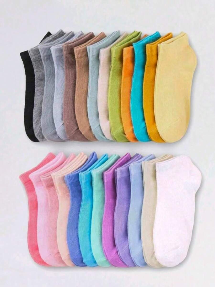 1/3/6/8/10/15/20/30 Pairs Random Multicolor Women's Short Socks, Suitable For All Seasons, Casual Fashion, Versatile And Practical - Multicolor - View 1