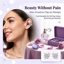 2026 New Fashion Butterfly Ear Clips Pink Clip-On Bluetooth 6.0 Earphones Open-Ear Wireless Women's Headphones Non-In-Ear Ear Clip Headphones Fashion Luxury Electroplated HiFi Heavy Bass Long Battery Life Compatible With Iphone Halloween Gift - View 6