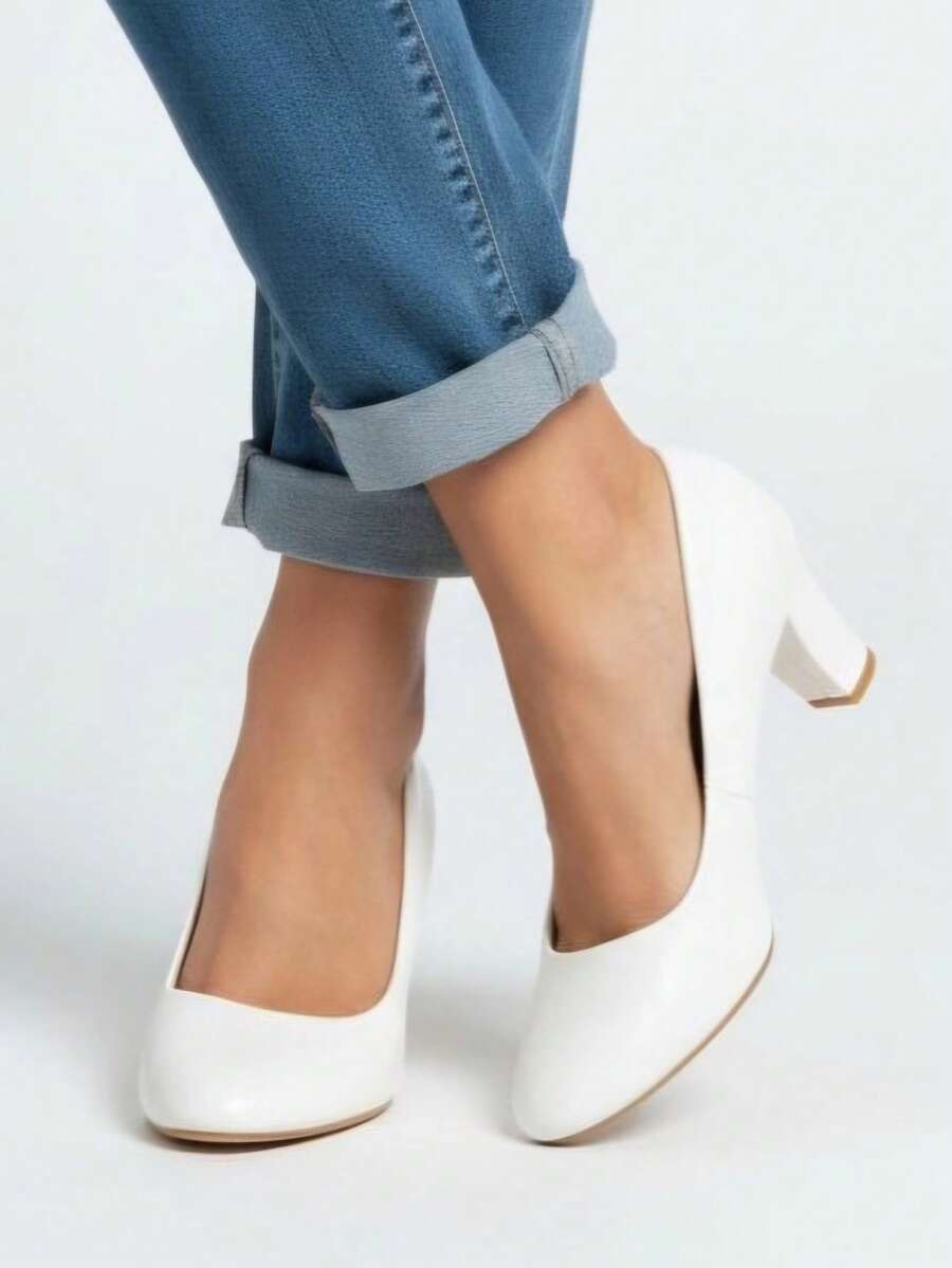 Fashionable & Comfortable Pointed Toe Elegant High Heel Shoes For Daily Wear - White - View 1