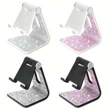 1 pieza Soporte de teléfono con strass Negro & Blanco Soporte de escritorio Adecuado para teléfono y tableta Accesorio de decoración de oficina - multicolor - Ver 6