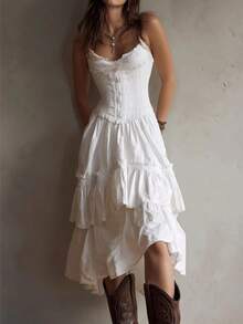 Women Midi Dresses - White - View 8