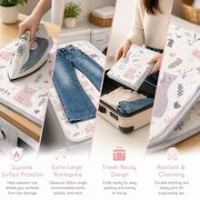 1pc Portable Foldable Ironing Pad With Hanging Strap And Cute Cat Print Pattern - Compact Fabric Ironing Board For Home And Travel Clothing Care - Pink - View 3