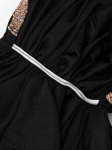 1PC Women's Convenient Headscarf Hat, Solid Color Rhinestone Satin Elastic Headscarf, Easy To Wear - Black - View 6