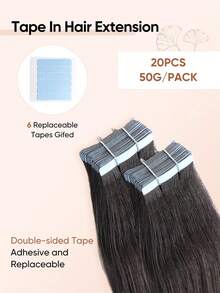 Tóc nối dán Jessie's Wig Tape In bằng tóc thật 100% 20 miếng 50g, tóc thẳng mượt, màu đen tự nhiên 1B# - SNatural - Xem 4