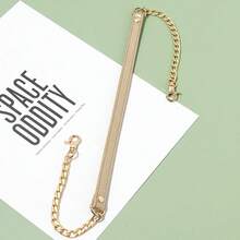 Single Golden Metal Chain With Black Strap - Stylish And Versatile, Suitable For DIY Handbag And Shoulder Bag Accessories. Features A Square Safety Buckle Design, Can Be Used As A Wallet Strap Or For DIY Wallet Making, DIY Wallet Making - A - View 10