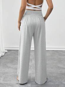1pc Women's All-Match Versatile Casual Sports High Waist Comfortable Loose Wide Leg Sweatpants Fall - Light Grey - View 3