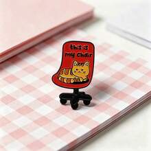 1 Pc Of Funny Home Orange Cat Enamel Brooch Monitoring Window Office Chair Cute Cat Clothing Pin Canvas Bag Decoration - Multicolor - View 5