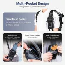 1pc MOLLE Tactical Mini Shoulder Pouch, Multi Compartment With Elastic Bungee Cord, Thickened Tear Resistant Nylon For Daily Hiking Camping, Crossbody Phone Coin Bag - Multicolor - View 7