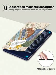 Kingsung 貓咪書本花卉圖案保護殼,相容於 Kindle 第10代 2019、Kindle 第11代 2024、Kindle Paperwhite 第12代 2024、Kindle Colorsoft Signature Edition、Clara Colour 2024 (6吋) 與 Libra Colour 2024 (7吋) 等其他機型,支援自動喚醒/睡眠,四角防摔,無需擔心掉落 - 彩色 - 查看 7