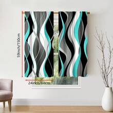 2pcs/Set Multi-Color Modern Abstract Line Design Curtains - Rod Pocket Design, Privacy Protection, Easy Installation, Suitable For Bedroom, Living Room, Bathroom And Other Daily Decor, Machine Washable, Digital Print, 100% Polyester Material, Good Light Transmission, Decorative Sheer Curtains, 90g/Sqm - Multicolor - View 11