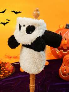 1pc Pet Clothes Dog Cat Apparel Autumn/Winter Cute Panda Baby Plush Jacket - Black and White - View 5