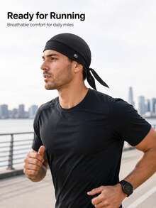 1pc Unisex Skull Cap, Breathable Mesh Sweat-Absorbing Tie-Up Sports Headband, Suitable For Running, Cycling, Fitness And Daily Wear, Cooling Headwrap - A - View 10