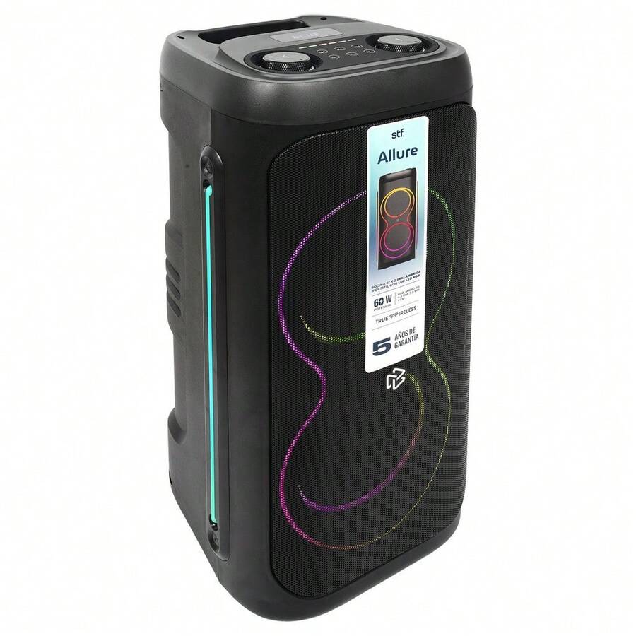 STF Allure Dual 8" 60W Portable Speaker, 3-Hour Battery Life, TWS, RGB LED Light - View 1