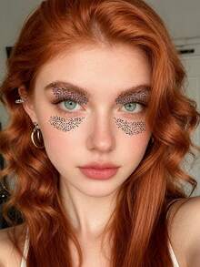 10 Sheets Leopard Print Face Temporary Tattoo Stickers, Colorful Animal Print Eye Makeup Stickers, Waterproof Cheetah Zebra Pattern Facial Decals For Festival Rave Party Halloween Women Eye Decor - Multicolor - View 4