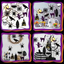 88 Peças Decorações de Madeira Penduradas de Halloween, Decoração de Árvore de Halloween, Enfeites de Madeira Góticos Coloridos Vazados e Esculpidos com Corda, Adequado para Decoração Interna de Festa de Árvore Pequena em Casa (Estilo Fashion) - Visão 4