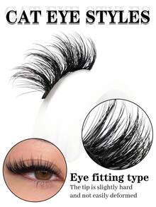 10對蓬鬆半眼貓眼假睫毛，黑色梗自然D捲歐美風 - 半眼睫毛 - 查看 3