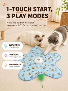 Automatic Cat Toy For Indoor Cats, Smart Touch Sensor Interactive Toy With Flapping Feather Movement, 3 Speed Play Modes, Rechargeable Cat Activity Mat, Star Shaped Teaser Toy For Kittens And Adult Cats - Multicolor - View 5