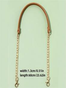 Single Golden Metal Chain With Black Strap - Stylish And Versatile, Suitable For DIY Handbag And Shoulder Bag Accessories. Features A Square Safety Buckle Design, Can Be Used As A Wallet Strap Or For DIY Wallet Making, DIY Wallet Making - A - View 3