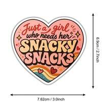 1PC 3Inches Just A Girl Who Needs Her Snacky Snacks Retro Food Humor Sticker, Cute Relatable Quote Design For Laptops, Notebooks, Water Bottles, Cups, Journals, Lockers, Perfect Gift For Students, Teachers, Office Workers, Creatives, And Snack - Multicolor - View 9