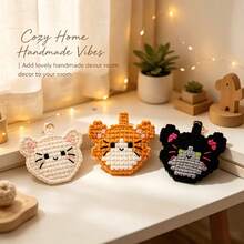 [DIY Pixel Bead Crochet Kit]Pixel Curly Tail Cat Family Crochet Kit, Suitable For Adult Beginners Handmade Semi-Finished Kit. Includes Complete Tools (Random Color Accessories) And English Guide. No Bead Template Needed. Crochet To Get Pixel Style, Can Make Keychains - DIY Crochet Kit - View 4