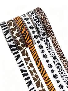 Animal Print Zebra Print Cow Print Grosgrain Ribbon, Leopard Craft Ribbon Fabric For Gift Wrapping, Bow Making, Bouquets, Handmade Wedding Bouquets Material - Multicolor - View 4