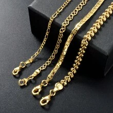 Simple 18K Gold-Plated Copper Geometry Bracelet Set For Women Daily Wear, Fashionable Layered Jewelry - Gold - View 3
